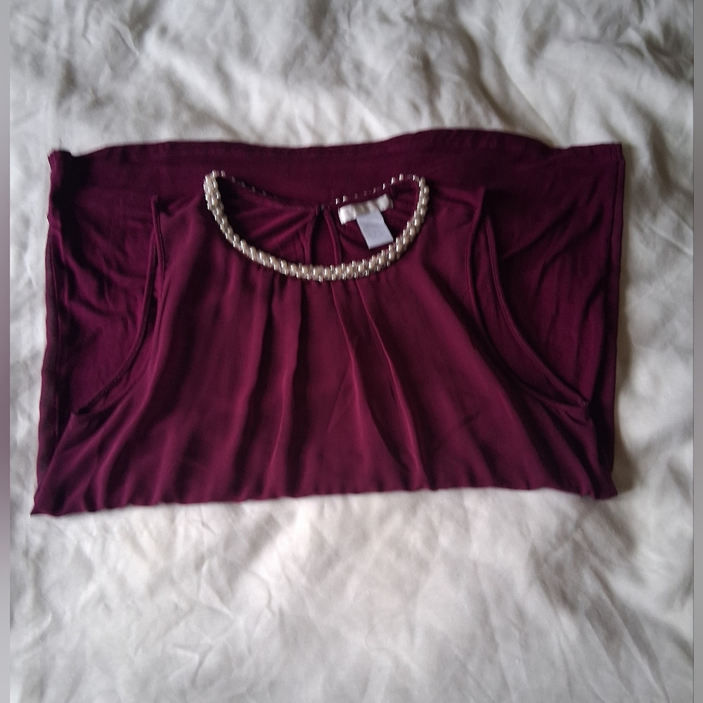 Design History Jewel-Trim Sleeveless Top in Wine - Picture 7 of 8